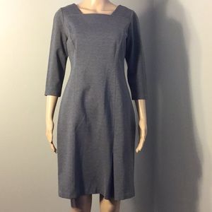 TALBOTS STRETCHY 3/4-SLEEVE GRAY MIDI DRESS
